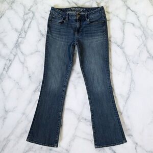 American Eagle Women’s Jeans 8 Short Blue Kick Boot Super Stretch Low Rise Denim